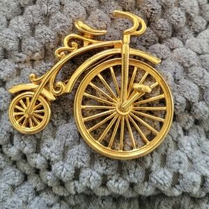 Gold Bicycle Brooch